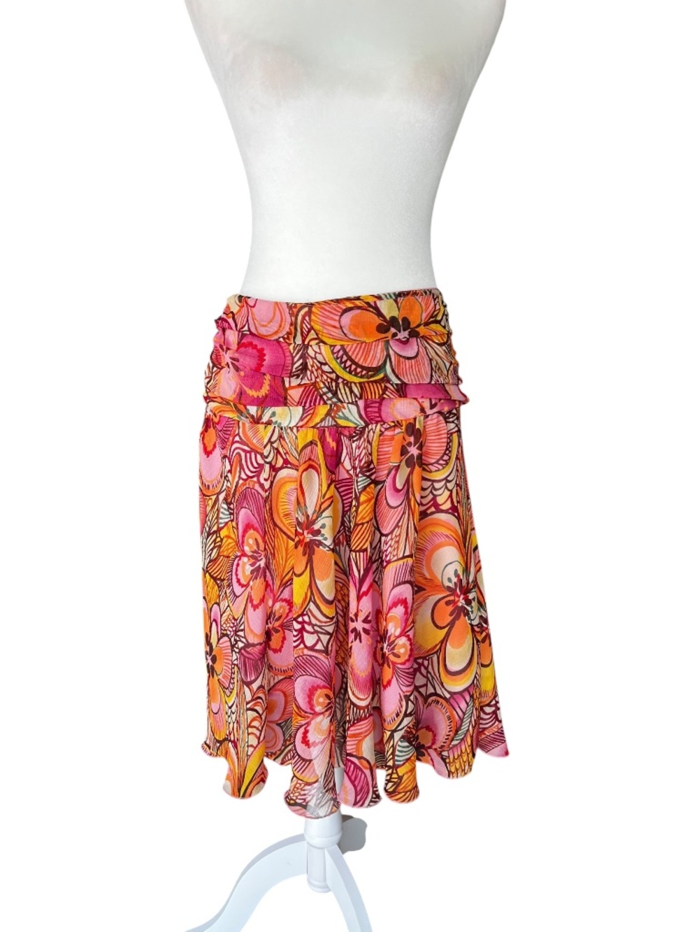 Y2K Groovy Floral Midi Skirt 🌺 70s Revival Boho Nine & Co